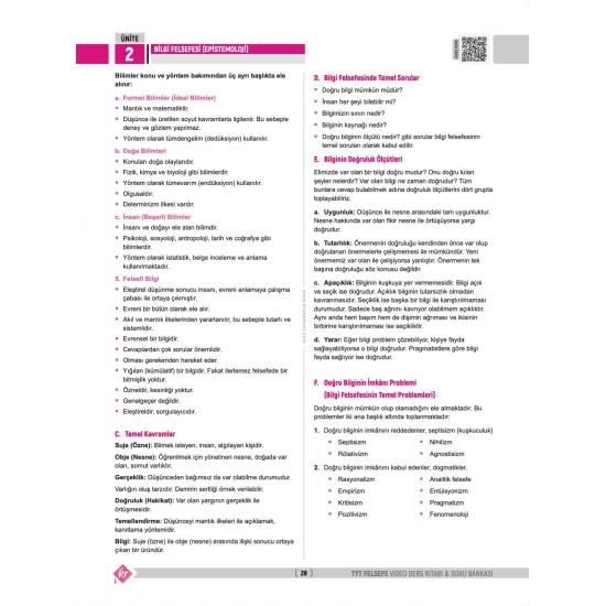 Can Köni-Bülent Tanık TYT Felsefe Video Ders Kitabı Soru Bankası KR Akademi Yayınları