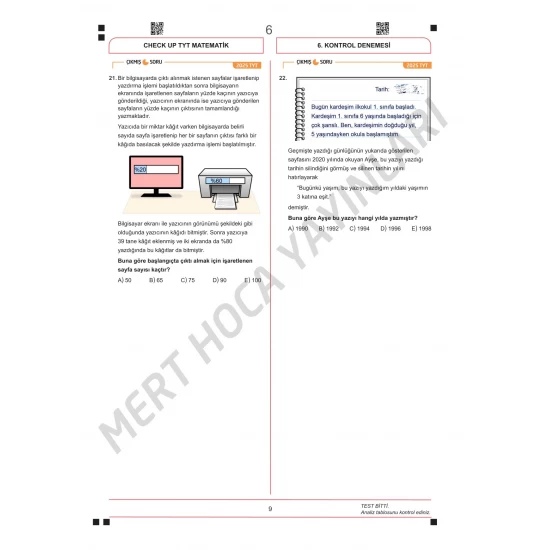 Mert Hoca Yayınları 2026 TYT Matematik Check-Up Denemeleri