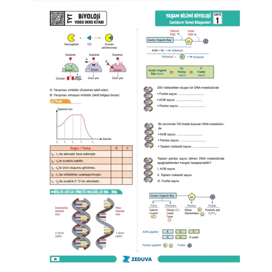 Zeduva Yayınları Biosem TYT Biyoloji 1 Kitap 3 Kamp Video Ders Kitabı