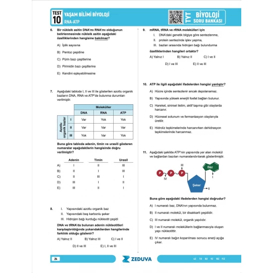 Zeduva Yayınları Biosem TYT Biyoloji 1 Kitap 3 Kamp Soru Bankası
