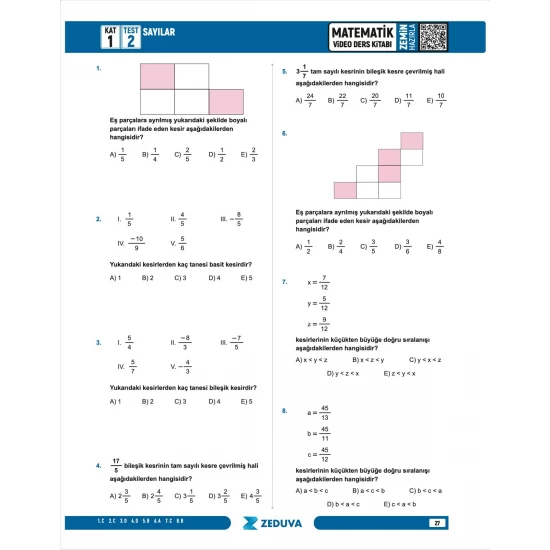 Zeduva Yayınları SML Matematik 12 Günde Zemin Hazırla Matematik Video Ders Kitabı