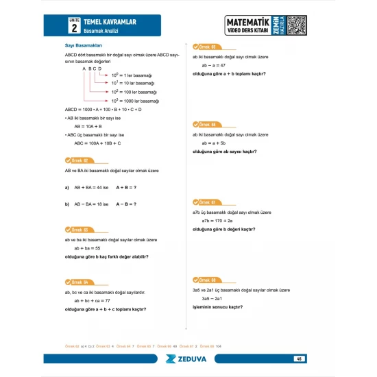 Zeduva Yayınları SML Matematik 12 Günde Zemin Hazırla Matematik Video Ders Kitabı