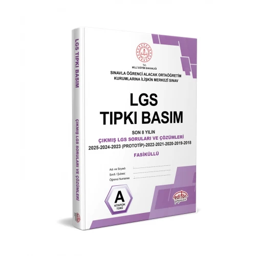 8. Sınıf LGS Tıpkı Basım Çıkmış Sorular ve Çözümleri Editör Yayınları