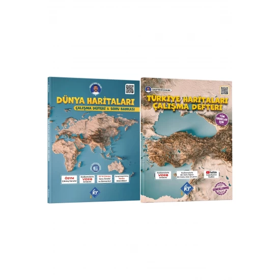 Coğrafyanın Kodları Dünya Haritaları Çalışma Defteri ve Soru Bankası - Türkiye Haritaları Çalışma Defteri Seti (Tüm Sınavlar İçin) KR Akademi