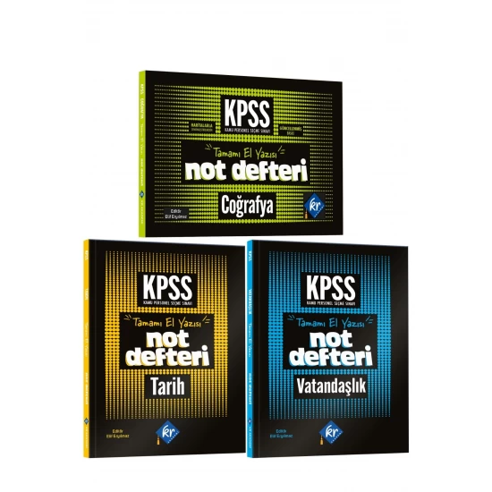 2026 Lise - Ön Lisans KPSS Genel Kültür Tarih-Coğrafya-Vatandaşlık Not Defteri 3'lü Set KR Akademi Yayınları