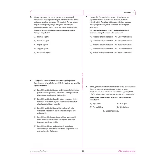 MEB AGS Eğitimin Temelleri ve Türk Milli Eğitim Sistemi Mevzuat 12 Deneme KR Akademi Yayınları