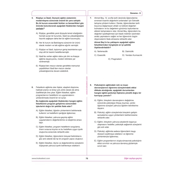 MEB AGS Eğitimin Temelleri ve Türk Milli Eğitim Sistemi Mevzuat 12 Deneme KR Akademi Yayınları