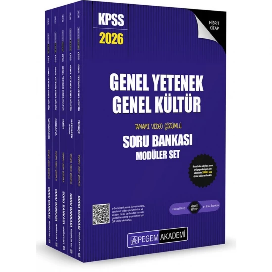 2026 KPSS Genel Yetenek Genel Kültür Tamamı Çözümlü Soru Bankası Seti - (5 Kitap) Pegem Akademi