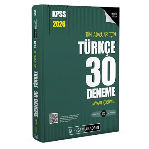 Pegem Akademi 2026 KPSS Tüm Adaylar İçin Türkçe 30 Deneme Tamamı Çözümlü Pegem Akademi 2026 KPSS Tüm Adaylar İçin Türkçe 30 Deneme Tamamı Çözümlü