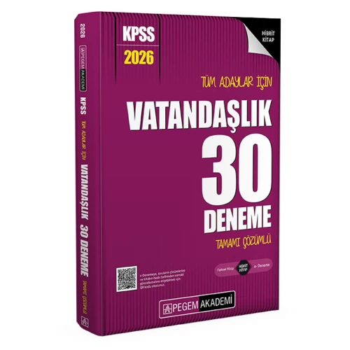 Pegem Akademi 2026 KPSS Tüm Adaylar İçin Vatandaşlık 30 Deneme Tamamı Çözümlü Pegem Akademi 2026 KPSS Tüm Adaylar İçin Vatandaşlık 30 Deneme Tamamı Çözümlü