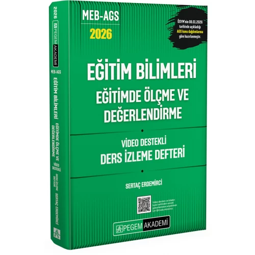 2026 MEB AGS Eğitim Bilimleri Eğitimde Ölçme ve Değerlendirme Video Destekli Ders İzleme Defteri Pegem Akademi