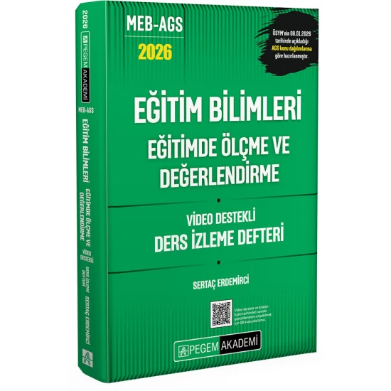 2026 MEB AGS Eğitim Bilimleri Eğitimde Ölçme ve Değerlendirme Video Destekli Ders İzleme Defteri Pegem Akademi