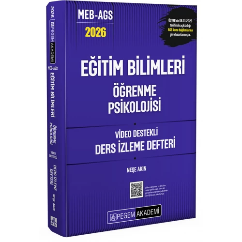 2026 MEB AGS Eğitim Bilimleri Öğrenme Psikolojisi Video Destekli Ders İzleme Defteri Pegem Akademi