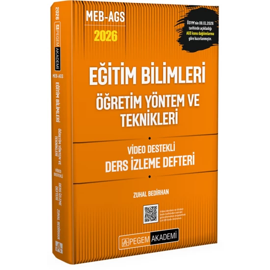 2026 MEB AGS Eğitim Bilimleri Öğretim Yöntem ve Teknikleri Video Destekli Ders İzleme Defteri Pegem Akademi