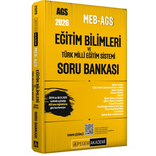 2026 MEB AGS Eğitim Bilimleri ve Türk Milli Eğitim Sistemi Tamamı Çözümlü Soru Bankası Pegem Akademi
