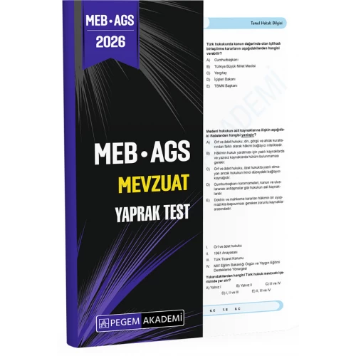 2026 MEB AGS Mevzuat Yaprak Test Pegem Akademi