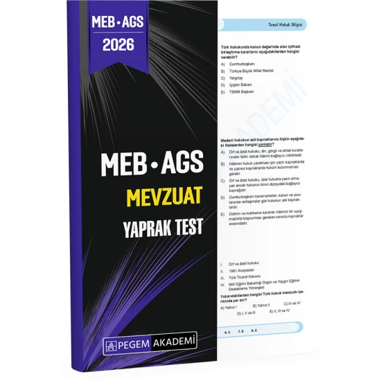 2026 MEB AGS Mevzuat Yaprak Test Pegem Akademi
