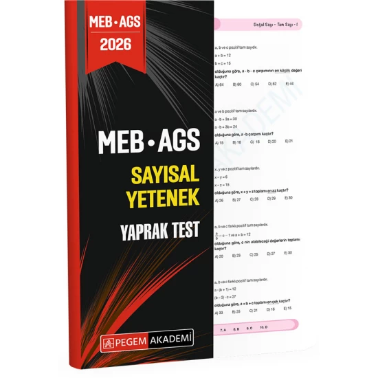 2026 MEB AGS Sayısal Yetenek Yaprak Test Pegem Akademi