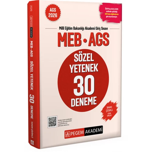 2026 MEB AGS Sözel Yetenek 30 Deneme Tamamı Çözümlü Pegem Akademi