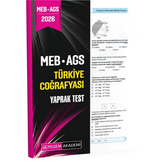 2026 MEB AGS Türkiye Coğrafyası Yaprak Test Pegem Akademi