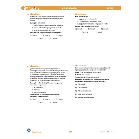 2026 TYT Twins Fizik Soru Bankası KR Akademi Yayınları