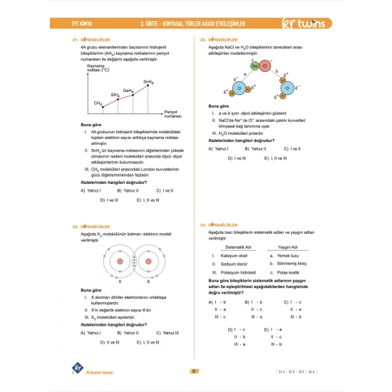 2026 TYT Twins Kimya Soru Bankası KR Akademi Yayınları