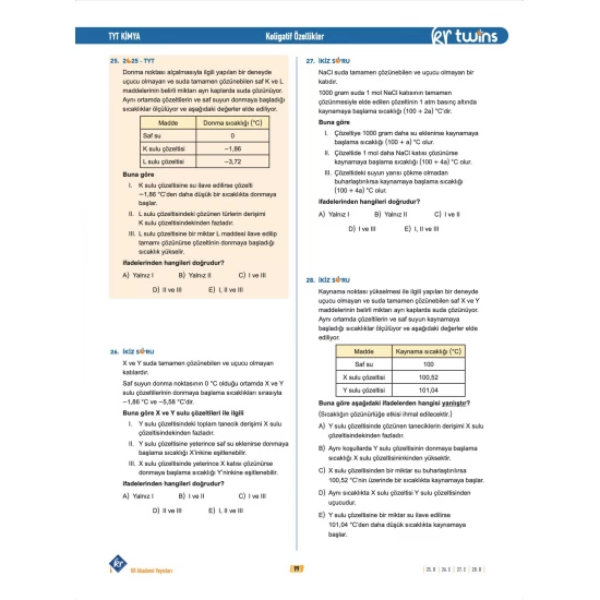 2026 TYT Twins Kimya Soru Bankası KR Akademi Yayınları