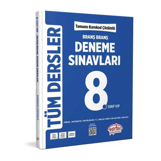 8. Sınıf Tüm Dersler Branş Branş Tamamı Çözümlü Deneme Sınavları Editör Yayınları