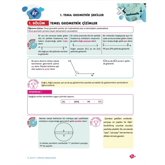 5. Sınıf Tüm Dersler 1. Dönem Yazılı Hazırlık Kitabı KR Akademi Yayınları