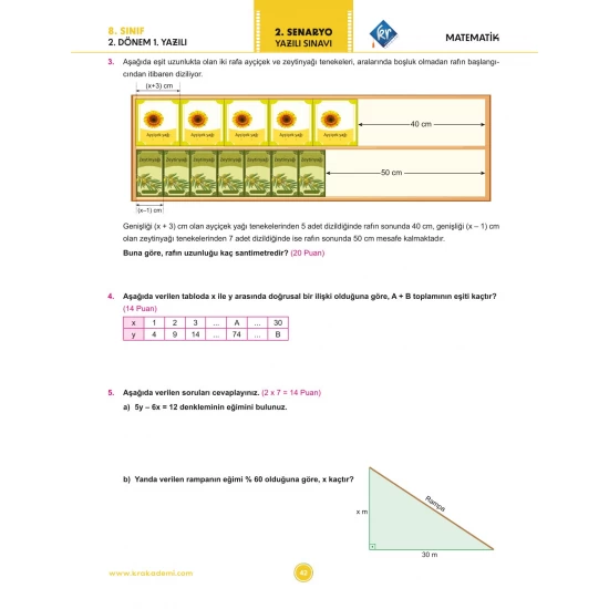 8. Sınıf 2. Dönem Tüm Dersler Yazılılara Hazırlık Kitabı KR Akademi Yayınları