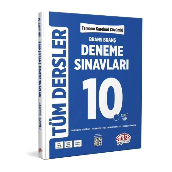 10. Sınıf Tüm Dersler Branş Branş Tamamı Çözümlü Deneme Sınavları Editör Yayınları