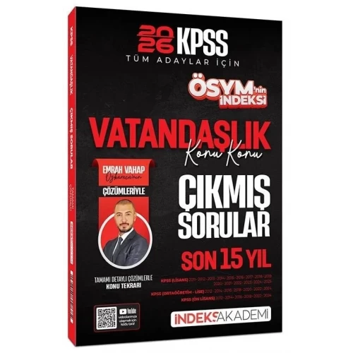 İndeks Akademi 2026 KPSS Vatandaşlık ÖSYM nin İndeksi Konu Konu Çözümlü Son 15 Yıl Çıkmış Sorular
