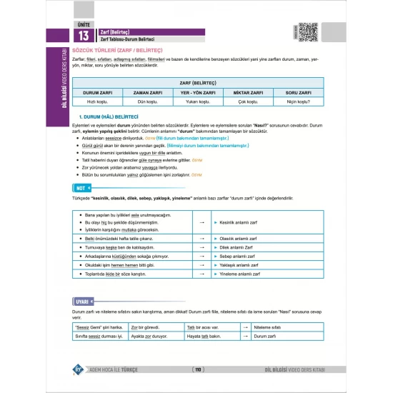Adem Hoca Tüm Sınavlar İçin Dil Bilgisi Video Ders Kitabı KR Akademi Yayınları