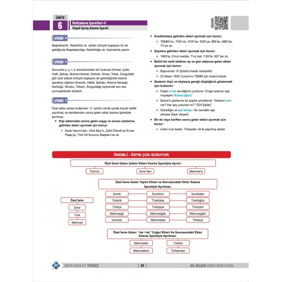 Adem Hoca Tüm Sınavlar İçin Dil Bilgisi Video Ders Kitabı KR Akademi Yayınları