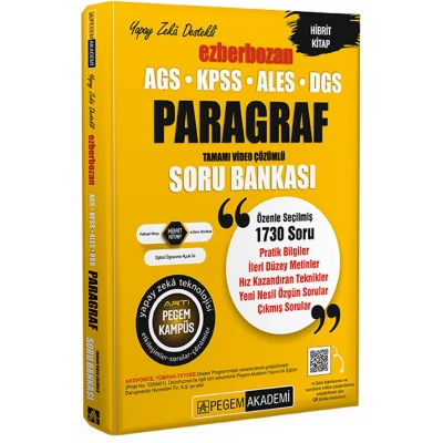 Pegem Akademi AGS KPSS ALES DGS Ezberbozan Paragraf Soru Bankası