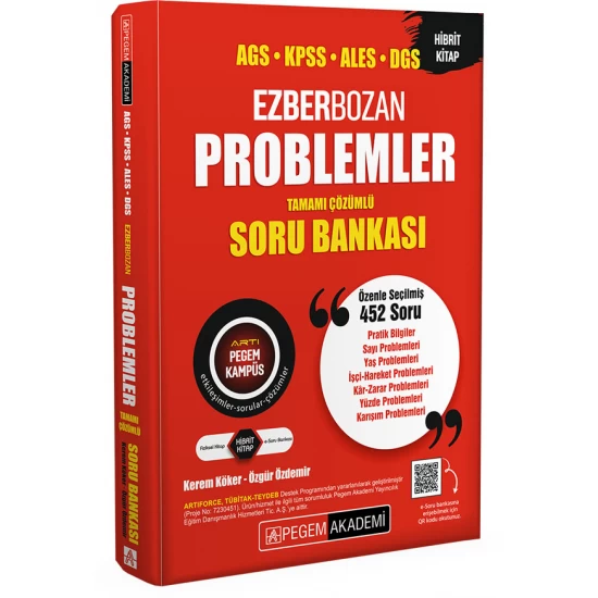 Pegem Akademi Ezberbozan KPSS ALES DGS Problemler Tamamı Çözümlü Soru Bankası