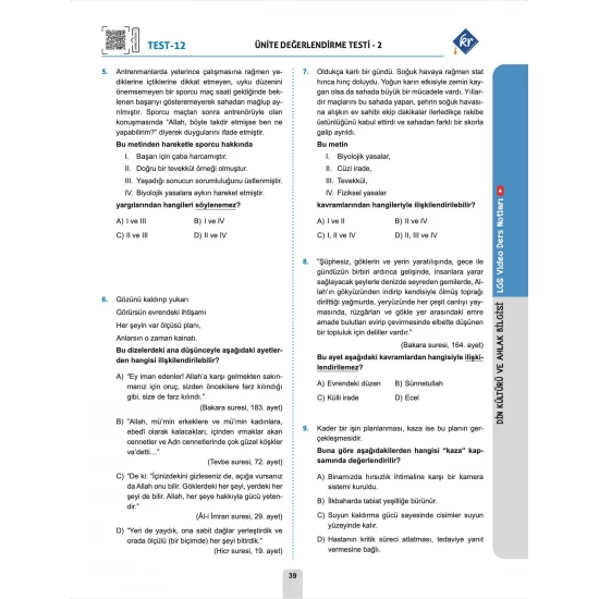 Cebrail Hoca LGS Din Kültürü ve Ahlak Bilgisi Video Ders Kitabı Soru Bankası KR Akademi Yayınları