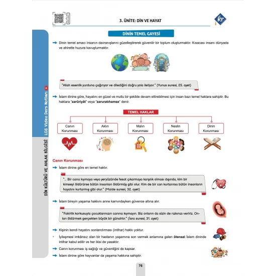 Cebrail Hoca LGS Din Kültürü ve Ahlak Bilgisi Video Ders Kitabı Soru Bankası KR Akademi Yayınları