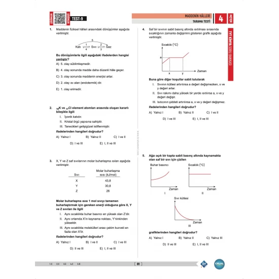 Celal Hoca TYT Kimya Soru Bankası KR Akademi Yayınları