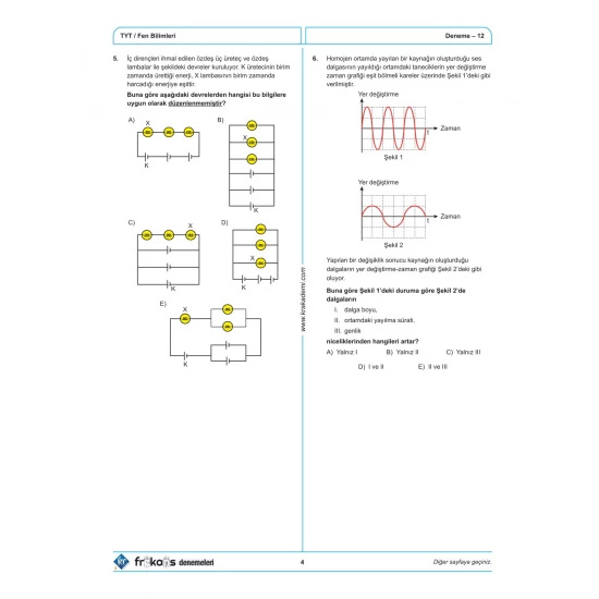 TYT Fizik Kimya Biyoloji FKB 15'li Frekans Denemeleri KR Akademi Yayınları