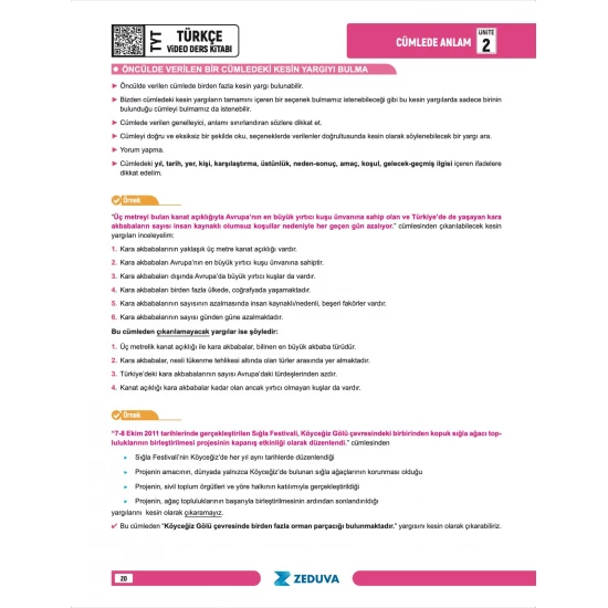 Zeduva Yayınları Türkçe Saati TYT Türkçe 1 Kitap 3 Kamp Video Ders Kitabı