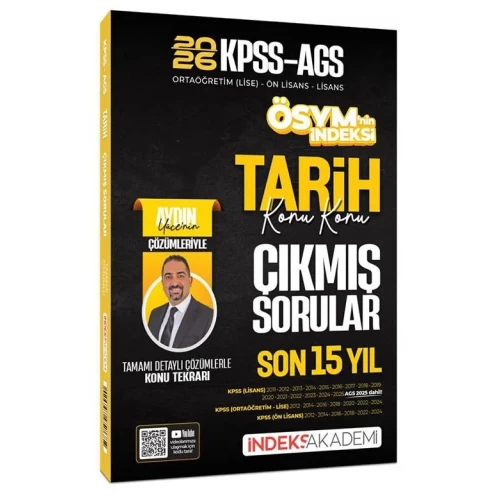 İndeks Akademi 2026 KPSS MEB-AGS Tarih ÖSYM nin İndeksi Konu Konu Çözümlü Son 15 Yıl Çıkmış Sorular  