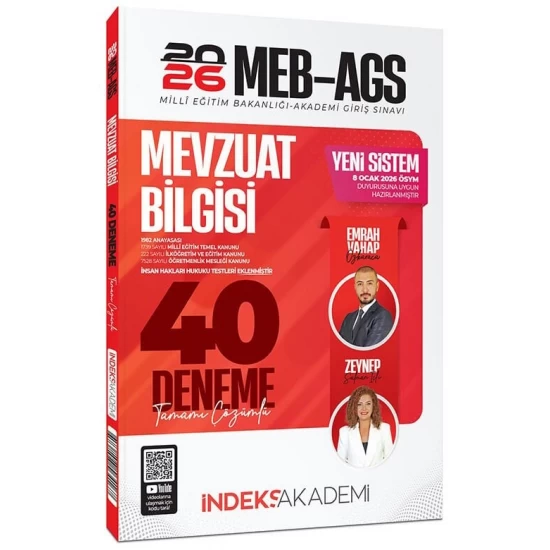 İndeks Akademi 2026 MEB-AGS Mevzuat Bilgisi Çözümlü 40 Deneme