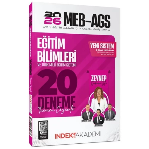 İndeks Akademi 2026 MEB-AGS Eğitim Bilimleri ve Türk Milli Eğitim Sistemi Çözümlü 20 Deneme