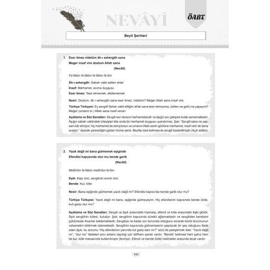 ÖABT Nevayi Türk Dili ve Edebiyatı Öğretmenliği Çözümlü Soru Bankası Benzersiz Akademi Yayınları