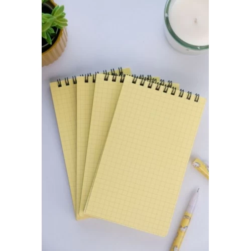 Dream Notes 9x15cm 4'lü Kareli Not Defteri Seti - Sarı