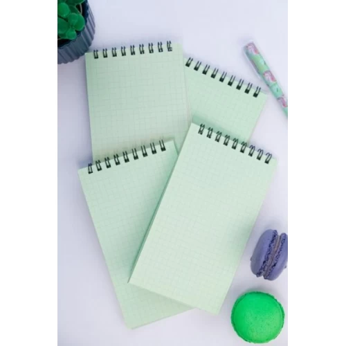 Dream Notes 9x15cm 4'lü Kareli Not Defteri Seti - Yeşil
