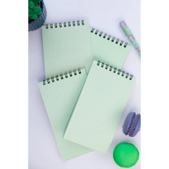Dream Notes 9x15cm 4'lü Kareli Not Defteri Seti - Yeşil