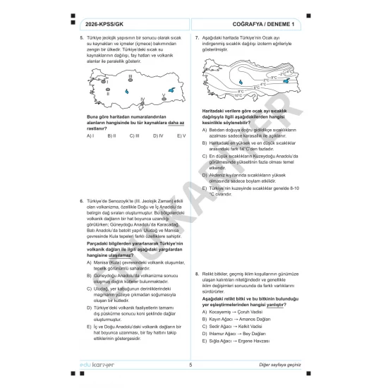 Edu Kariyer Coğrafyanın Kodları 2026 KPSS Coğrafya 20'li Branş Deneme Tamamı Çözümlü