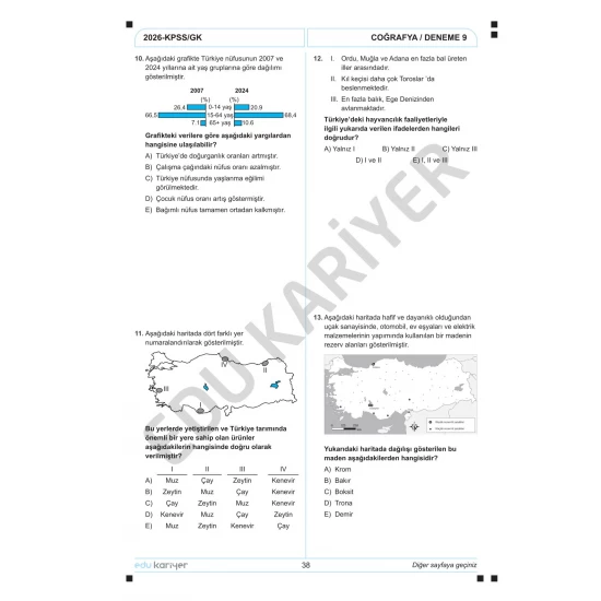 Edu Kariyer Coğrafyanın Kodları 2026 KPSS Coğrafya 20'li Branş Deneme Tamamı Çözümlü